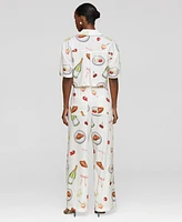 Avec Les Filles Women's Printed Button-Front Camp Shirt