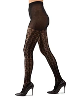 MeMoi Women's Textured Cotton Rich inverted Crochet Fashion Tights MTF08952