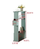 Kings Brand Furniture Zeke Narrow Side Table with Storage Shelf - Modern Sofa End Table, Small Nightstand with Magazine Rack (Lemon Pepper)