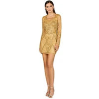 Lara Women's Long Sleeve Beaded Cocktail Dress