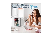 Zafro Compact Portable Mini Fridge,4L capacity fits up to 6 cans, ideal for skincare, beverages, and more. Perfect for bedrooms, cars, offices, and do