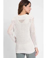 Olsen Women's Open Knit Sparkle Pullover