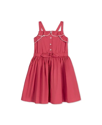 Hope & Henry Little Girls Organic Sleeveless Button Front Ruffle Sundress