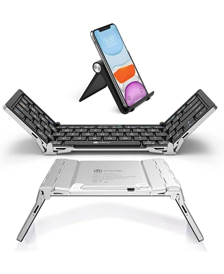 Foldable Bluetooth Keyboard, BK03 Folding Travel Keyboard, Metal Build, Usb-c Charge, Portable Keyboard with Stand Holder for Laptop