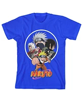 Naruto Boys Classic Group Character Art with Logo Youth Royal Blue Tee-xs