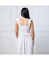 Hope & Henry Women's Organic Smocked Ruffle Shoulder Sundress