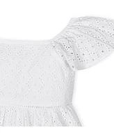 Hope & Henry Toddler Girls Flutter Sleeve Eyelet Dress