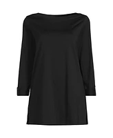 Lands' End Petite Supima Cotton Adjustable 3/4 Sleeve Boatneck Tunic