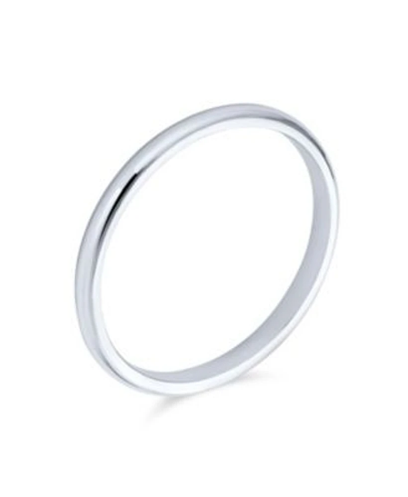 Bling Jewelry Plain Simple Dome Couples Sterling Silver Band Ring 2mm