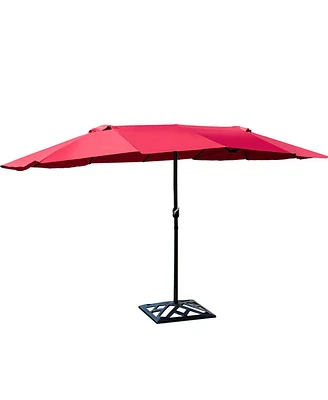 Gymax Patio Outdoor 15' Umbrella Market Umbrella Double-Sided with Crank