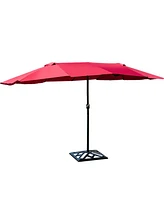 Gymax Patio Outdoor 15' Umbrella Market Umbrella Double-Sided with Crank