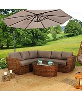 Gymax 10' Hanging Umbrella Outdoor Patio Market Banana Offset