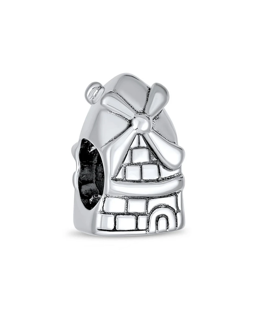 Bling Jewelry Holland Windmill Charm Bead in Oxidized Sterling Silver European Bracelets