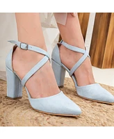 Sina Criss Cross High Block Heels