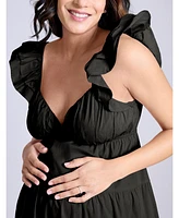 Motherhood Maternity Ruffle Sleeve Tie-Back Maxi Dress