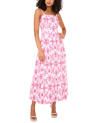 Msk Women's Printed Square-Neck Sleeveless Maxi Dress