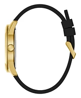 Guess Men's Analog Black Gold-Tone Silicone Strap Watch, 44mm