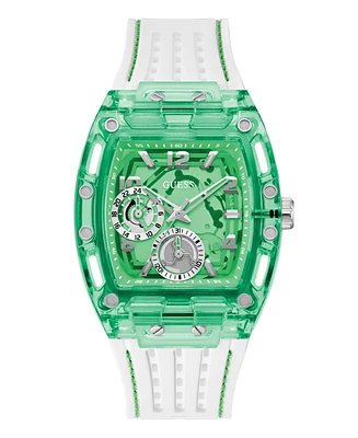 Guess Men's Multi-Function Green Silicone Strap Watch, 42mm