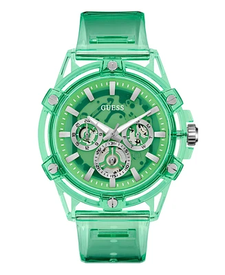 Guess Men's Multi-Function Green Rubber Watch, 48mm