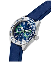 Guess Men's Multifunction Blue Silicone Watch, 44mm