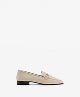 Mango Women's Buckle Leather Moccasins Shoes