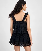 And Now This Women's Cotton Eyelet-Ruffled Tank Top