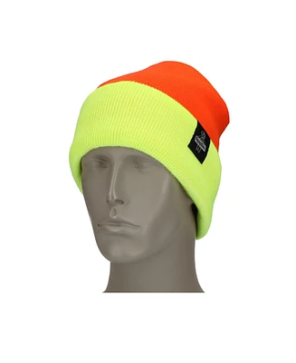 RefrigiWear Men's HiVis Reversible Knit Cap - High Visibility Safety Beanie with Dual-Side Warmth