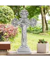 LuxenHome Off White Polyresin Holy Cross Jesus Crucifix 1.6-Feet Tall Statue