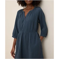 Pact Women's Organic Cotton Coastal Double Gauze Peasant Dress
