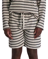 Karl Lagerfeld Paris Men's Relaxed Fit Textured Wavy Striped 8.5" Shorts