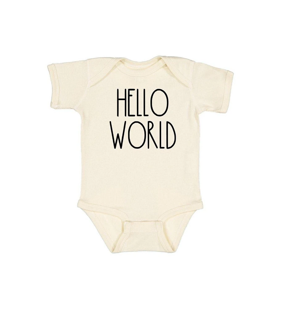Sweet Wink Baby Girl and Boy Hello World Short Sleeve Bodysuit