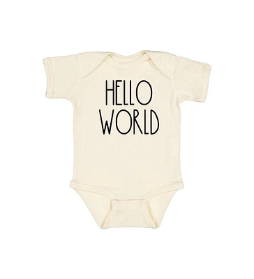 Sweet Wink Baby Girl and Boy Hello World Short Sleeve Bodysuit