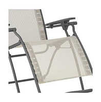 Reclining Steel Zero Gravity Chair with Cushion for Lawn Deck and Poolside