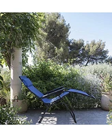 Reclining Steel Zero Gravity Chair with Cushion for Lawn Deck and Poolside