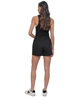Dkny Sport Women's Cotton Twill Rib-Waistband Cargo Shorts
