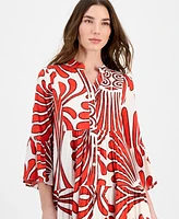 T Tahari Women's Printed Tiered Shift Dress