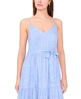 Msk Women's Belted Tiered Sleeveless Maxi Dress