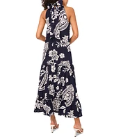 Msk Women's Mock-Neck Paisley-Print Tiered Dress