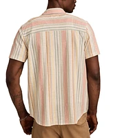 Luck Brand Men's Short Sleeve Striped Button-Front Shirt