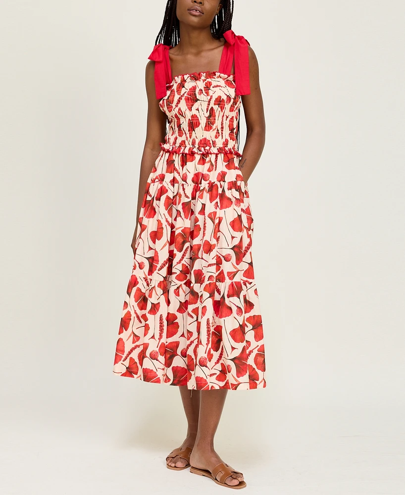 En Saison Women's Josie Smocked Printed Midi Dress