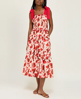 En Saison Women's Josie Smocked Printed Midi Dress