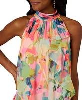Adrianna Papell Petite Printed Chiffon Halter Dress