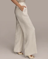 Donna Karan New York Women's Linen-Blend Jacquard Wide-Leg Pants