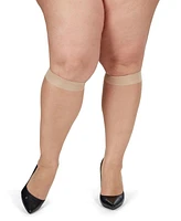 MeMoi Women's 2 Pair Pack Ultra Sheer Plus Curvy Knee Highs Mm-4205