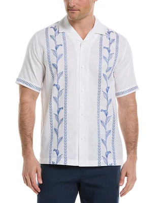 Cubavera Men's Linen Blend Embroidery Leaf Button-Down Shirt