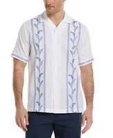 Cubavera Men's Linen Blend Embroidery Leaf Button-Down Shirt