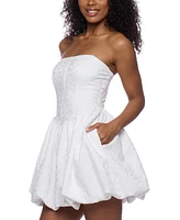 B Darlin Juniors' Jacquard Strapless Bubble Dress