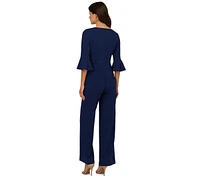 Adrianna Papell Women's Square-Neck Bell-Sleeve Wide-Leg Jumpsuit