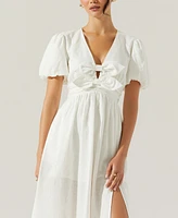Astr the Label Women's Citrine Puff-Sleeve Linen & Cotton Midi Dress