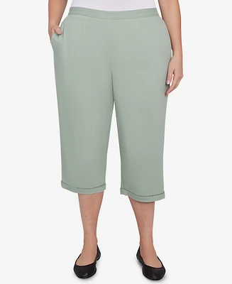 Alfred Dunner Plus Santa Fe Relaxed Crochet Hem Capri Pants